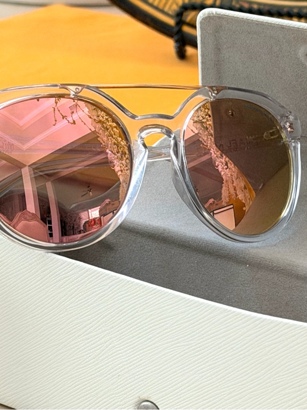 Michael Kors Clear Frame Sunglasses with Pink Mirrored Lenses - Picture 2 of 11